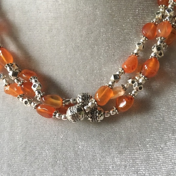 Carnelian and Boho Tibetan silver beaded necklace NWT - Picture 3 of 7